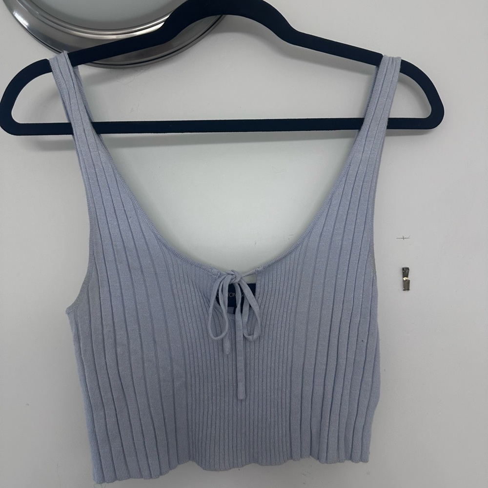Cotton Candy Light Blue Ribbed Crop Top